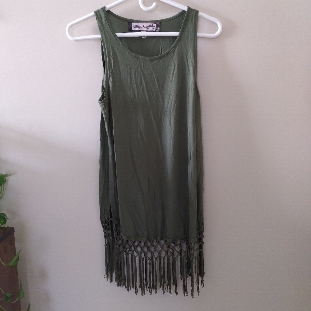 Oona and Maud green fringe tank top small
